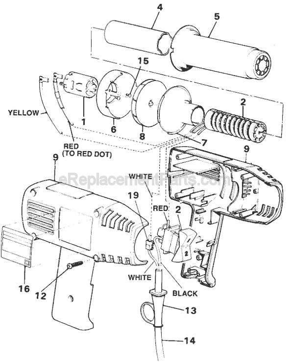 Page A Diagram and Parts List for 9756 Type 2 Black and Decker Heat Gun
